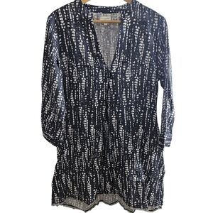 Garnet Hill 100% Linen V-Neck Tunic Top